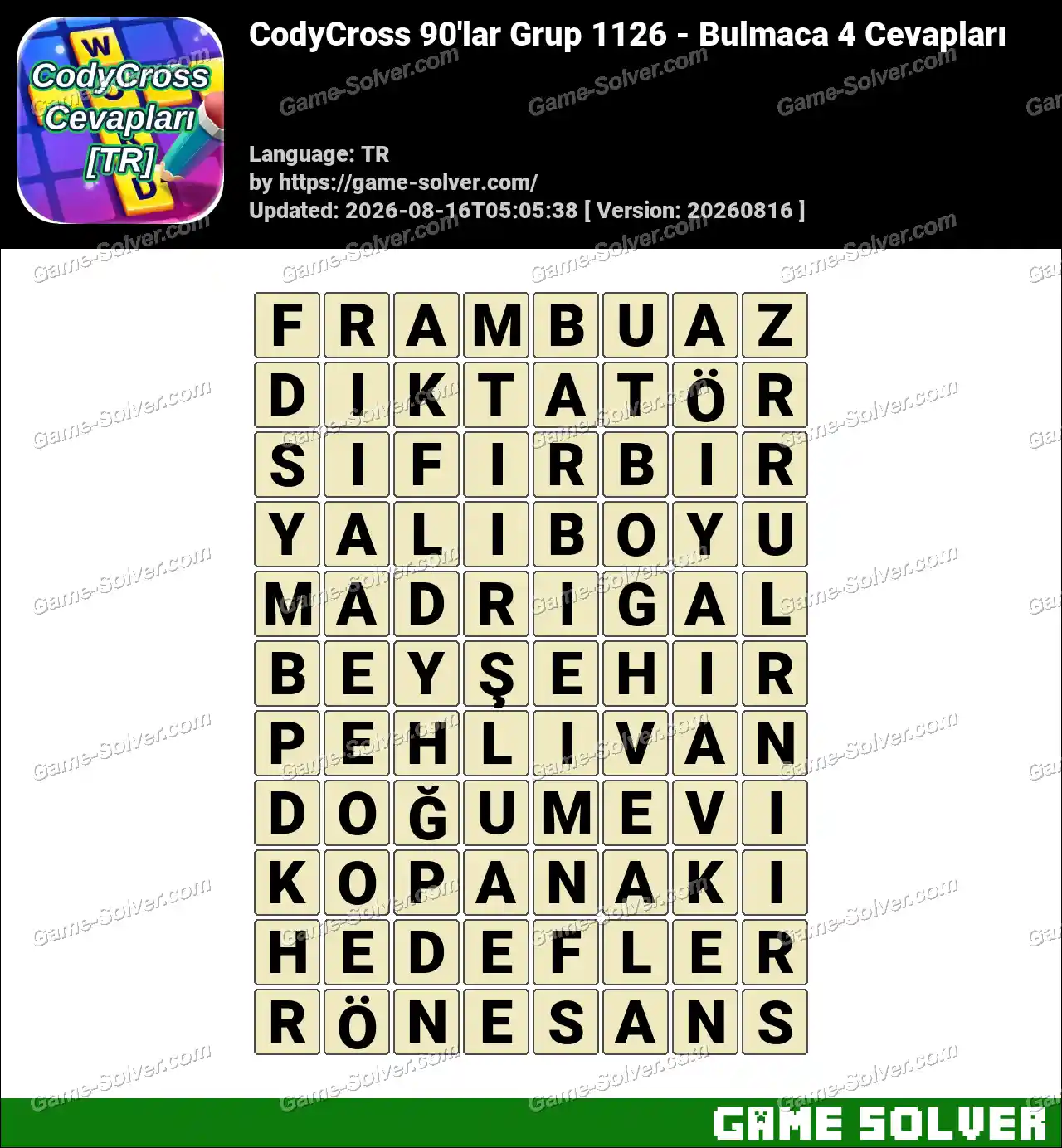 CodyCross 90’lar Grup 1126 – Bulmaca 4 Cevapları